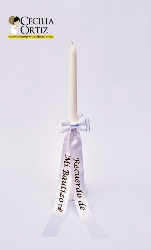 Vela, cinta satin y portavela
