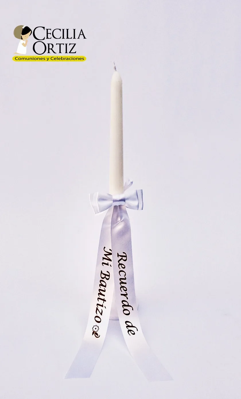 Vela, cinta satin y portavela